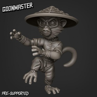kungfu monkey fighter 2 goon master Tabletop Characters & Creatures Fantasy Universe Store hat art chinese cute mini miniature rice fist chibi combat chi asian tiny pa unarmed martial shaolin 3d print model - Mito3D