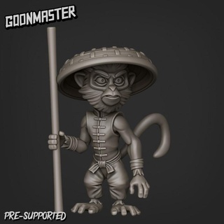 kungfu monkey fighter 4 goon master Tabletop Characters & Creatures Fantasy Universe Store hat chinese cute mini monk wargaming miniature rice staff tabletop chibi tail asian tiny bo shaolin 3d print model - Mito3D