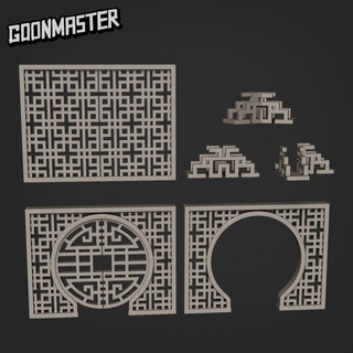 eastern patterned wall set goon master Tabletop 3D Printable Terrain Store Fantasy chinese modular terrain arena asian octagon scatter patterened 3d print model - Mito3D