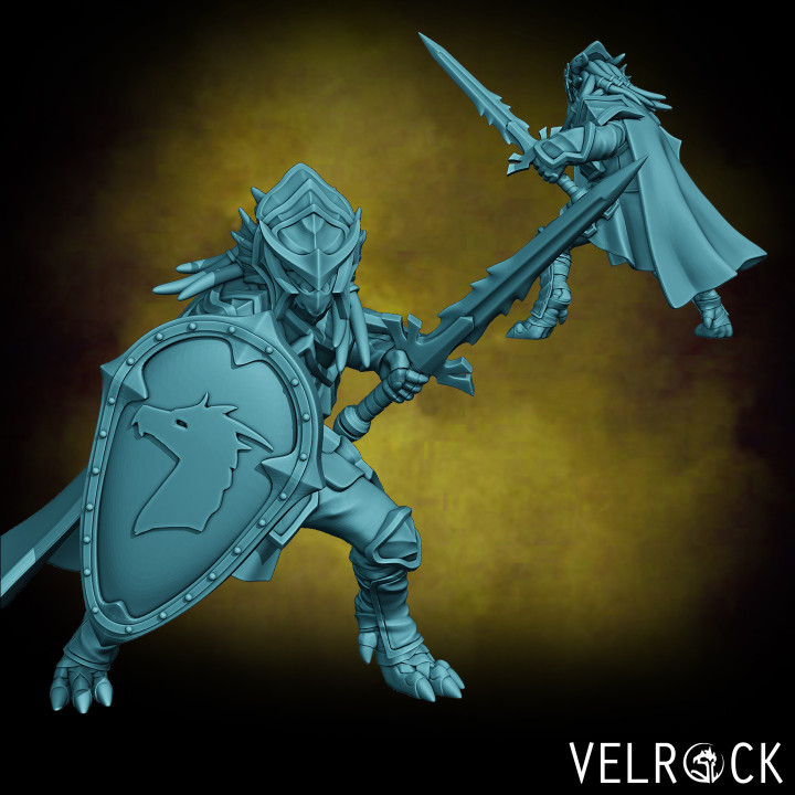 Masculin dragonfolk Chevalier présupporté velrock art miniatures table personnages créatures fantaisie univers boutique dragon rpg dragonborn paladin dnd 3D print model - Mito3D