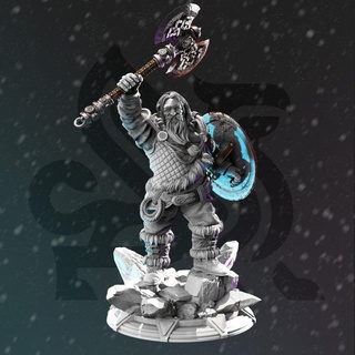 righteous dwarf cleric - ziln sharp dm-stash Store axe fantasy fighter shield winter character paladin dnd npc 5e presupported 3d print model - Mito3D