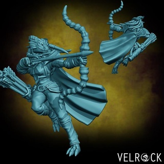 femelle dragonfolk archer présupporté velrock art miniatures table personnages créatures fantaisie univers boutique dragon rpg dragonborn ranger dnd 3d print model - Mito3D