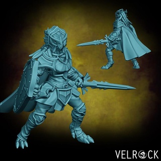 female dragonfolk knight presupported velrock art miniatures Tabletop Characters & Creatures Fantasy Universe Store dragon fantasy rpg dragonborn paladin d&d dnd 3d print model - Mito3D