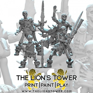 classic rpg skeleton heroes set 4 x 32mm scale presupported miniatures lion's tower adventurers guild Tabletop Characters & Creatures Fantasy Universe barbarian elf undead vampire warhammer wizard dwarf dungeonsanddragons pathfinder frostgrave necromancer heroquest oathmark 3d print model - Mito3D