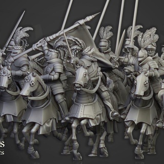 sunland knights horse - highlands miniatures Tabletop Characters & Creatures Historical Universe Store human knight sun french renaissance cavalry wargame empire 28mm 32mm 9thage kingsofwar caballeros caballer sonstalh knigths gendarmes higlands 3d print model - Mito3D
