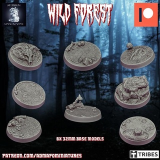 wild forest set 32mm 1 4 8 pre-supported base model admiral apocalypse Tabletop accessories Characters & Creatures Fantasy Universe Store dice fantasy miniatures wargames warhammer elves insects bugs dnd woods pathfinder bases ttrpg hunters fallentree 3d print model - Mito3D