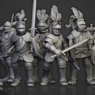 sunland knights foot- highlands miniatures Tabletop Characters & Creatures Historical Universe Store armour human knight sun french renaissance cavalry wargame empire 28mm 32mm 9thage kingsofwar caballeros caballer sonstalh gendarmes 3d print model - Mito3D