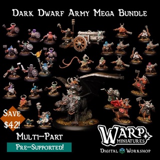 dark dwarf army mega bundle warp miniatures Tabletop Characters & Creatures Fantasy Universe Store rpg warhammer chaos d&d 28mm dungeons dragons 32mm nurgle dwarves kings war abyssal khorne slaanesh tzeentch dwarfs 3d print model - Mito3D