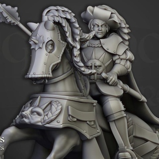 baroness lunneburg - highlands miniatures Tabletop Characters & Creatures Fantasy Universe Store army female hero lady warrior sun commander renaissance cavalry wargame general empire 28mm 32mm kingsofwar baron sunland sonstahl 3d print model - Mito3D