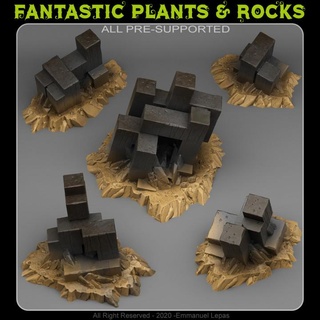 abstrakt Wüste Felsen Fantastisch Pflanzen Geschäft Tischplatte 3D druckbar Terrain Fantasie Emmanuel Stamm Loslassen unterstützt 3d print model - Mito3D