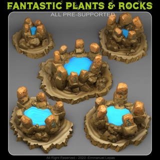Magia quente molas fantástico plantas pedras loja tampo mesa 3D imprimível terreno fantasia emmanuel tribo Solte apoiado 3d print model - Mito3D