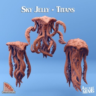 sky jelly - titans pack arcane minis creature dragon dragons dungeons float fly monster roleplay rpg teeth steampunk flying eyes dungeon tentacles titan flight d&d dnd jellyfish 5e suckers gargantuan presupported pre-supported arcanapunk magipunk magitech sordane supported skies jellies 3d print model - Mito3D