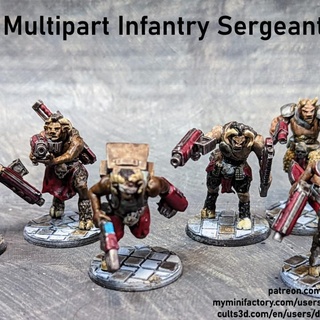 beastmen space multipart sergeants downtown3d Tabletop Characters & Creatures Sci-Fi Universe beast games gaming guard kit mini model wargaming miniature imperial modelkit tabletop infantry 28mm astra tabletopgames imperialguard militarum officer sergeant guardsmen 3d print model - Mito3D