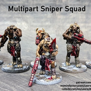 beastmen space multipart sniper squad downtown3d Tabletop Characters & Creatures Sci-Fi Universe beast games gaming guard kit mini model wargaming miniature imperial modelkit tabletop infantry 28mm astra tabletopgames imperialguard militarum marksmen guardsmen marksman 3d print model - Mito3D