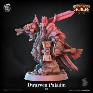 dwarven paladin pre-supported cast n play Tabletop Characters & Creatures Fantasy Universe Store dragons dungeons fantasy supports guild adventurers 3d print model - Mito3D