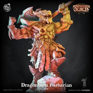 dragonborn barbarian pre-supported cast n play Tabletop Characters & Creatures Fantasy Universe Store dragon fantasy fighter d&d dnd humanoid guild castnplay adventurers guilds 3d print model - Mito3D