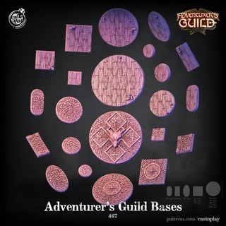 adventurer's guild bases pre-supported cast n play Tabletop accessories Characters & Creatures Sci-Fi Universe Store oval square circular base 50mm 100mm 25mm 75mm basing presupported adventurers 3d print model - Mito3D