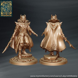 dark elf prince - 32mm scale labyrinth models Tabletop Characters & Creatures Fantasy Universe dungeons fantasy hero leader rpg sword wargaming warhammer character commander miniature lord noble boardgame tabletop elves wargame d&d drow 3d print model - Mito3D