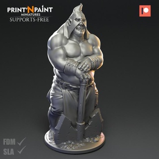 verdugo humano leonardo cepillar mesa caracteres criaturas fantasía universo Tienda hacha dragones mazmorras héroe años ogro dnd 9th pionero sigmar 3d print model - Mito3D