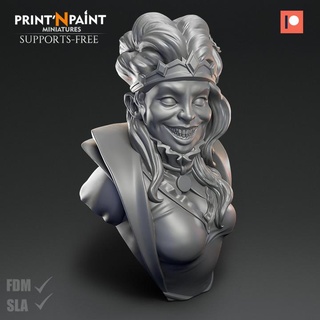 rose queen bust leonardo escovar Tabletop Characters & Creatures Fantasy Universe Store Fan Art Busts crown female girl model painting supportless dnd pathfinder printnpaint 3d print model - Mito3D