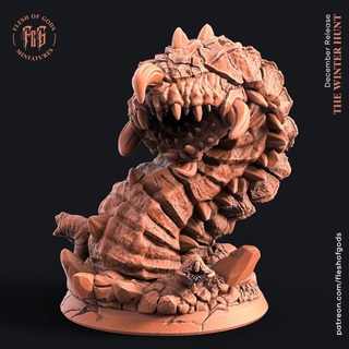 gigante gusano carne Dioses mesa caracteres criaturas fantasía universo Tienda criatura Desierto monstruo púrpura enorme duna fleshofgods 3d print model - Mito3D