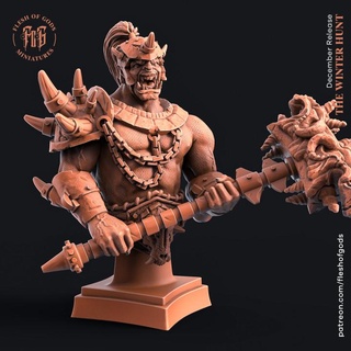 crovak barbarian - bust flesh gods Tabletop Characters & Creatures Fantasy Universe Store Fan Art Busts axe orc male half fleshofgods 3d print model - Mito3D