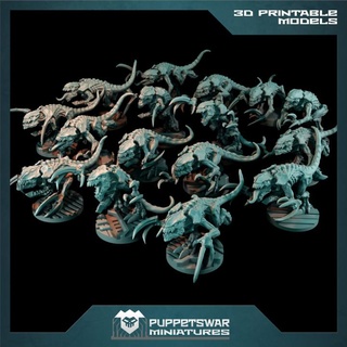 insectoids warriors pack puppetswar miniatures Tabletop Characters & Creatures Sci-Fi Universe alien wargaming warhammer tabletop bugs tyranids xeno 3d print model - Mito3D