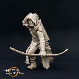 ranger bow - pose presupported printing goes ever Tabletop Characters & Creatures Fantasy Universe Store archer elf fantasy human mini spear wargaming warhammer hunter miniature lotr tabletop north scout rogue 28mm dnd tracker cloak frostgrave skirmish vanguard 5e trapper pre-supported skirmisher statblock outrider 3d print model - Mito3D