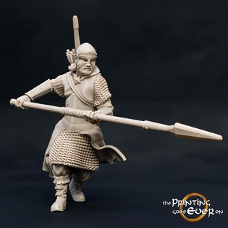 ranger spear - pose presupported printing goes ever Tabletop Characters & Creatures Fantasy Universe Store archer elf fantasy human mini wargaming warhammer hunter miniature lotr bow tabletop north scout rogue 28mm dnd tracker cloak frostgrave skirmish vanguard 5e trapper pre-supported skirmisher statblock outrider 3d print model - Mito3D