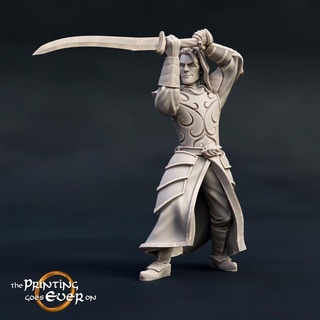 elliran - elven twin presupported printing goes ever Tabletop Characters & Creatures Fantasy Universe Store armor elf fantasy fighter mini sword wargaming warhammer warrior miniature lotr tabletop brother 28mm dnd glaive frostgrave skirmish fey swordsman 5e pre-supported fay statblock 3d print model - Mito3D