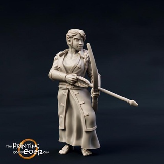 halfling militia - archer presupported printing goes ever Tabletop Characters & Creatures Fantasy Universe Store fantasy female girl lady mini small wargaming warhammer woman miniature lotr bow tabletop 28mm tiny dnd frostgrave skirmish 5e pre-supported statblock 3d print model - Mito3D