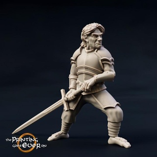 pavo tabbart - foot presupported printing goes ever Tabletop Characters & Creatures Fantasy Universe Store armor fantasy fighter hero leader mini small sword wargaming warhammer warrior miniature lotr champion tabletop 28mm tiny dnd frostgrave skirmish swordsman halfling 5e pre-supported statblock 3d print model - Mito3D