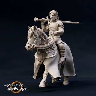 pavo tabbart - mounted presupported printing goes ever Tabletop Characters & Creatures Fantasy Universe Store armor fantasy fighter knight leader mini small wargaming warhammer warrior horse miniature lotr champion tabletop pony cavalry rider 28mm tiny dnd frostgrave skirmish swordsman halfling 5e pre-supported statblock 3d print model - Mito3D