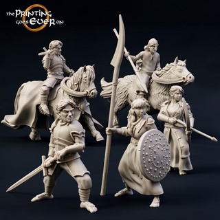 halfling warband - presupported printing goes ever Tabletop Characters & Creatures Fantasy Universe Store fantasy female girl knight lady mini set small wargaming warhammer woman horse miniature lotr tabletop pony cavalry pack rider 28mm tiny dnd squad group bundle mounted frostgrave skirmish 5e pre-supported statblock 3d print model - Mito3D