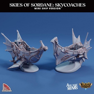 skycoaches - mini ship arcane minis display dragon dragons dungeons float fly roleplay rpg sky magic steampunk flying dungeon flight d&d dnd airship coach 5e eberron presupported pre-supported arcanapunk magipunk magitech sordane supported skies mini-ship coaches 3d print model - Mito3D