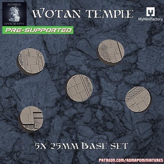wotan temple base 25mm set pre-supported admiral apocalypse Tabletop accessories Store axe barbarian decoration fantasy miniatures terrain wargames props thor odin norse runes asgard ruins vikings dnd bases valhalla 3d print model - Mito3D