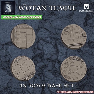 wotan temple base 50mm set pre-supported admiral apocalypse Tabletop accessories Store barbarian miniatures rpg terrain wargames warhammer props thor odin norse runes asgard ruins vikings dnd bases valknut axes valhalla 3d print model - Mito3D