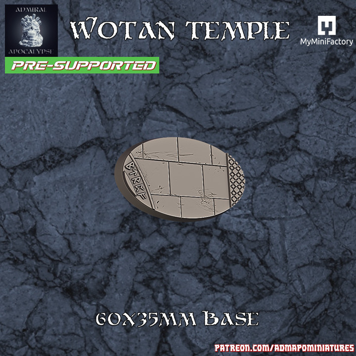 wotan tempio 60x35mm base pre supported ammiraglio apocalisse tavolo Accessori negozio dado miniature terreno Torre giochi guerra warhammer oggetti scena thor odino norvegese rune asgard rovine vichinghi dnd cast basi valknut valhalla 3D print model - Mito3D