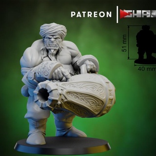 ogro 2 persa cañón ghamak mesa caracteres criaturas fantasía universo monstruo guerra miniatura martillo wh aos 3d print model - Mito3D