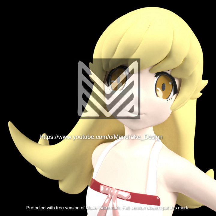 oshino shinobu monogatari serie mandragora fan arte azione figure femmina figura ragazza cuore bacio vampiro lama tiro orion gonna bakemonogatari nisemonogatari acerola 3D print model - Mito3D