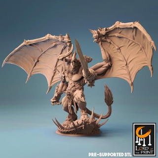 disciple war lord print Tabletop Characters & Creatures Fantasy Universe demon sword wing horn balrog khorn lotp bloodthirster 3d print model - Mito3D