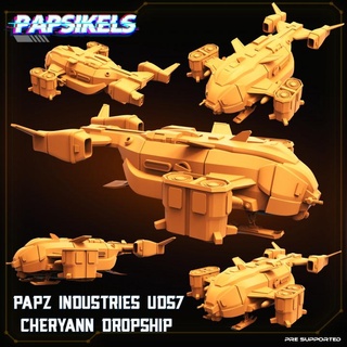 papz industries uds7 cheryann dropship papsikels miniatures Tabletop Characters & Creatures Sci-Fi Universe Vehicles Machines Store ship 3d print model - Mito3D