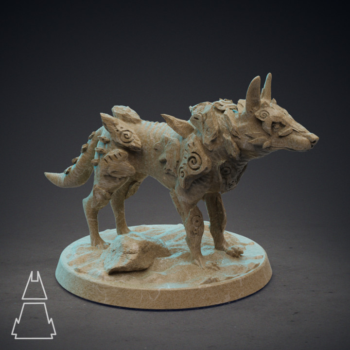 kum çakal pes lukas masaüstü karakterler yaratıklar fantezi Evren mağaza canavar köpek binmek Kurt yırtıcı zindan dnd 3D print model - Mito3D