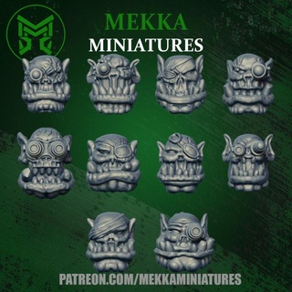 blind bionic orc heads mekka miniatures Tabletop Characters & Creatures Sci-Fi Universe Store 40k head ork warhammer orcs 28mm orks scarred gorkamorka 3d print model - Mito3D