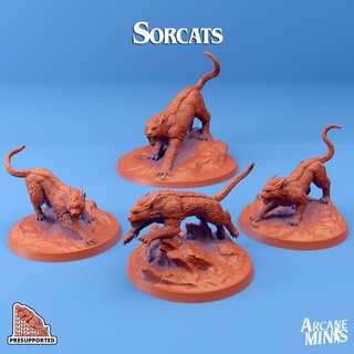 sorcats arcane minis Store big cat claws dragon dragons dungeons kitten roleplay rpg scale magic steampunk large horns kitty dungeon cats fangs d&d dnd scales 5e gargantuan eberron presupported pre-supported arcanapunk magipunk magitech sordane supported skies sorcat pounce pouncing 3d print model - Mito3D