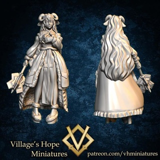 half-sheep girl cleric priestess village's hope miniatures Tabletop Characters & Creatures Fantasy Universe Store anime rpg miniature minis dnd healer ttprg trpg 3d print model - Mito3D