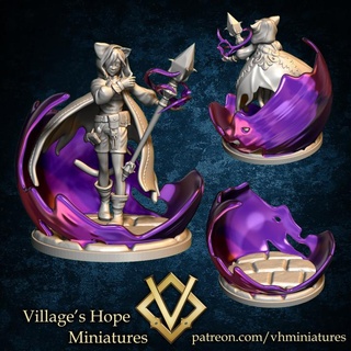 half cat warlock male wizard sorcerer village's hope miniatures Tabletop Characters & Creatures Fantasy Universe Store anime rpg miniature mage minis dnd barrier ttrpg trpg catear nekomimi 3d print model - Mito3D