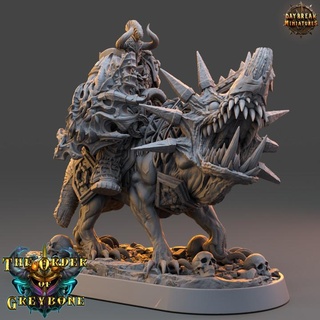 mattias von derwent horned wolf - order greybone daybreak miniatures Tabletop Characters & Creatures Fantasy Universe beast dragons dungeons shield wargaming tabletop paladin mounted 32mm 75mm 3d print model - Mito3D