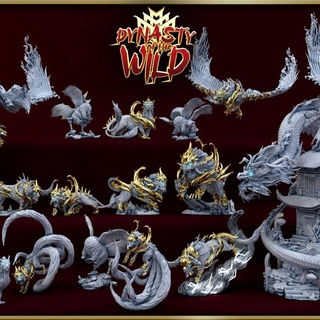 dynasty wild minimonstermayhem release mini monster mayhem Store chinese dragon fantasy figurine gaming japanese rpg tiger module phoenix tabletop ox kitsune 5e feng komainu azure hundun dyakko jiu 3d print model - Mito3D
