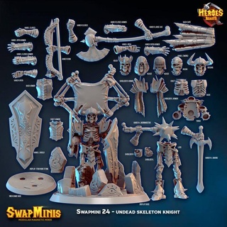 swapmini 24 - undead skeleton knight heroes & beasts Tabletop Characters Creatures Fantasy Universe zombie lich 3d print model - Mito3D